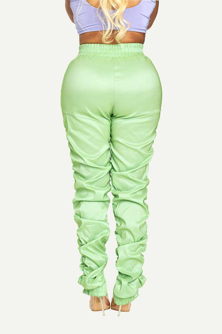 Lime green ruched pants